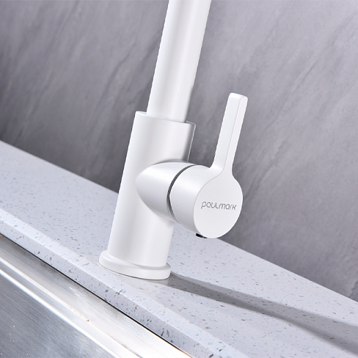 Смеситель PAULMARK HALT Ha214021-431(WH), (белый/белый матовый)