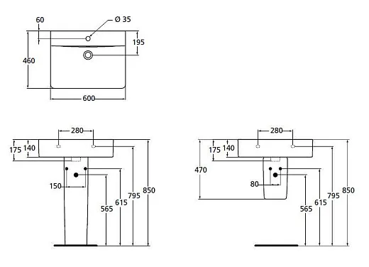 Умывальник Ideal Standard Connect Cube E794501 60см, E794501