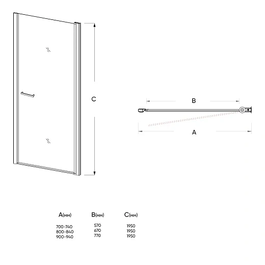 Душевая дверь Veconi Vianno VN-43 70x195 прозрачные стекла / профиль хром