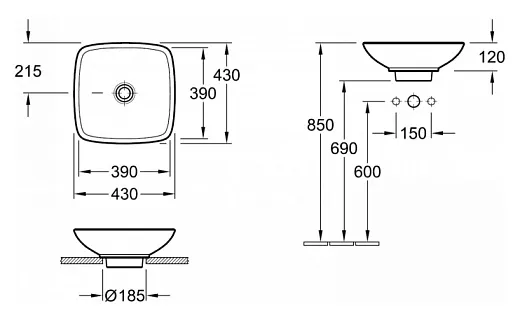 Рукомойник Villeroy &amp; Boch Loop &amp; Friends 5149 10 01 alpin