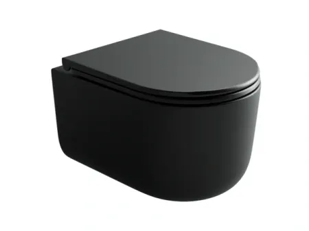 Подвесной унитаз Ceramicanova Ulma, CN4006TMB, Торнадо, безободковый, крышка-сиденье микролифт, черный матовый, сантехфарфор