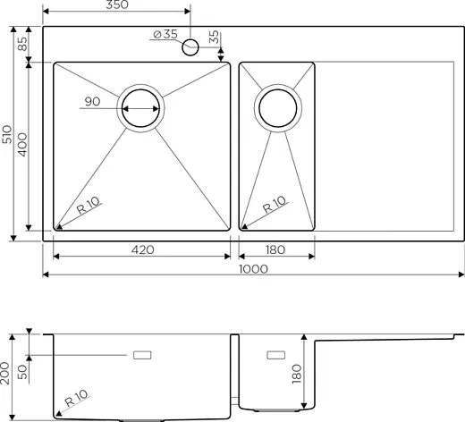 Мойка кухонная Omoikiri Akisame 100-2-LG-L 4973089 светлое золото