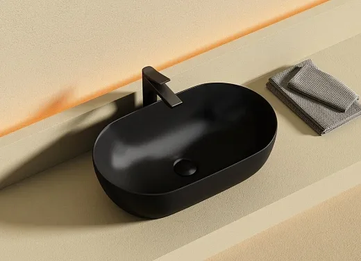 Раковина Ceramicanova Twist CN12001MB, 50 см, сантехфарфор, накладная, черный матовый