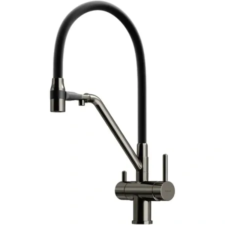 Смеситель для кухонной мойки Sancos Dora SC4003GG, с подключением к фильтру, с гибким изливом, цвет воронёная сталь, gunmetal
