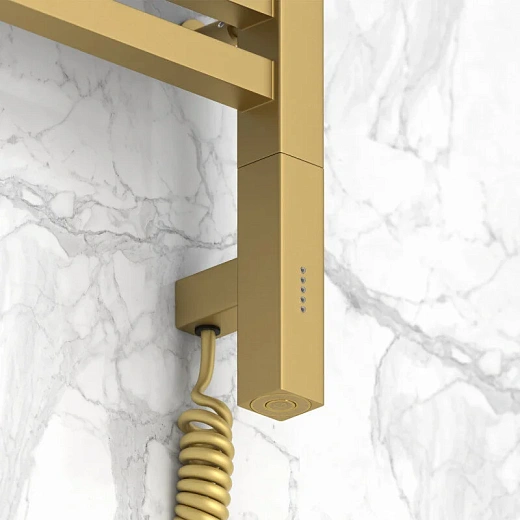 Полотенцесушитель электрический Сунержа Модус 3.0, высота 60 см, ширина 50 см, диммер слева/справа, цвет матовое золото, 032-5700-6050/032-5701-6050