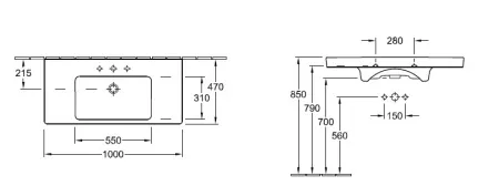 Раковина Villeroy&Boch Subway 2.0, 7175 A0, 100*47 см