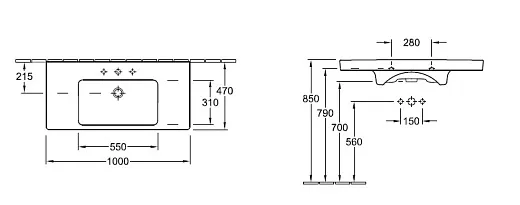 Раковина Villeroy&Boch Subway 2.0, 7175 A0, 100*47 см