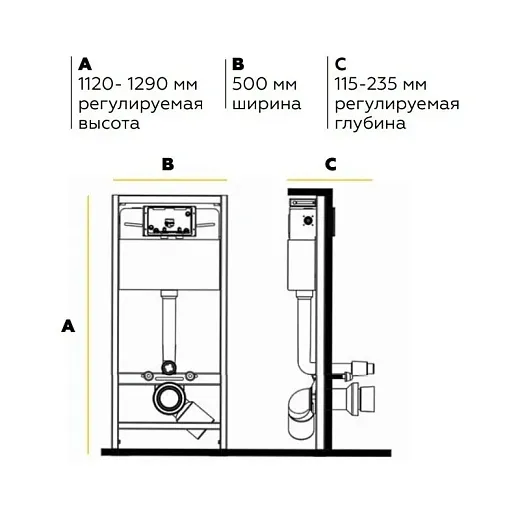 Инсталляция Elsen, с безободковым унитазом Ceramicanova Metric Rimless, сиденье микролифт, EIN500.1120/CN3007