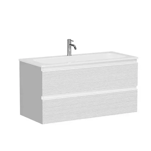 Тумба под раковину Sancos Folk FL100W, 100 см, подвесная, с рельефным фасадом, цвет bianco
