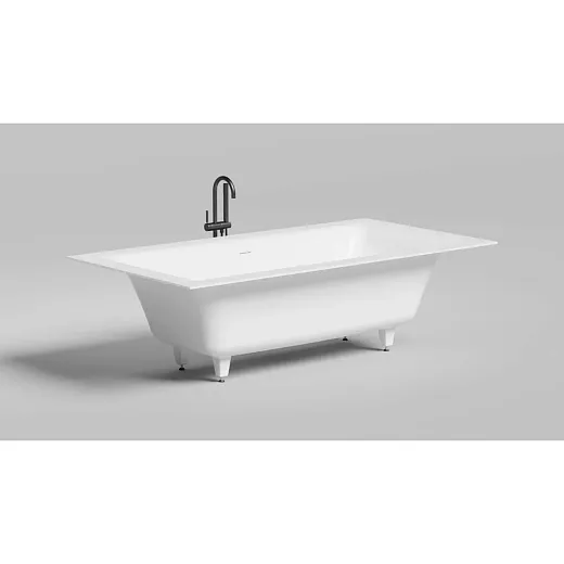 Ванна Salini Ариоза 1053201MF, 210 х 110 см, из искусственного камня С-Стоун/S-Stone, донный клапан, сифон, ножки, цвет белый матовый, покраска по RAL полностью