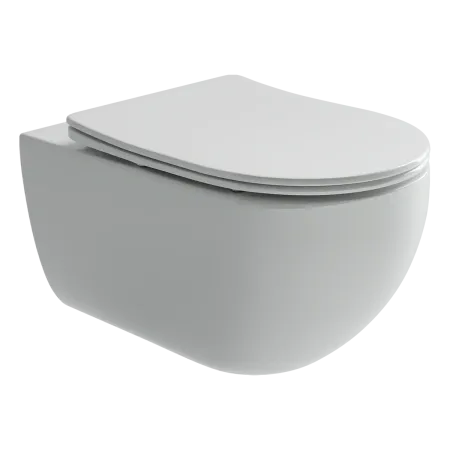 Подвесной унитаз Ceramicanova Long Rimless, безободковый, крышка микролифт, белый, CN3015