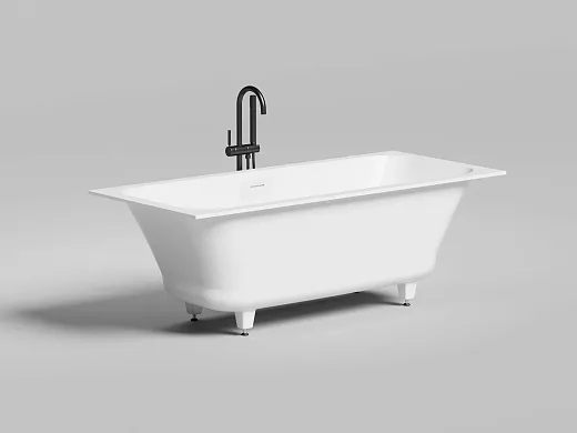 Ванна Salini Orlanda Axis Kit 103323MF, 170 х 75 см, из искусственного камня S-Stone, цвет белый матовый, покраска по RAL полностью
