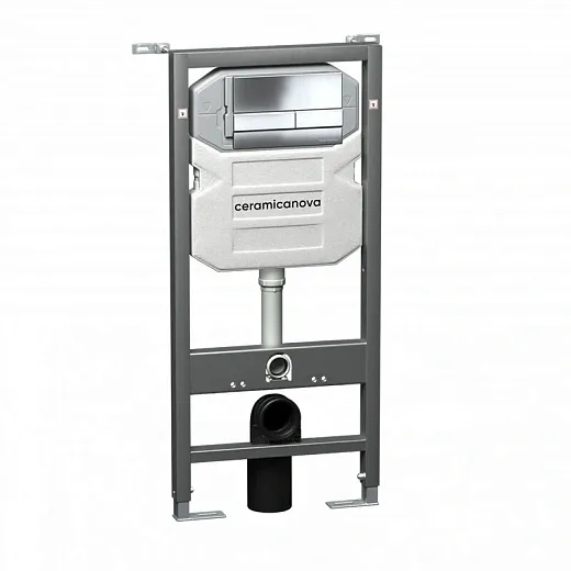Инсталляция Ceramicanova Envision с унитазом Ceramicanova Metric CN3007_1002CH_1000 Rimless CN3007, крышка микролифт, сантехфарфор, клавиша Flat хром глянцевый