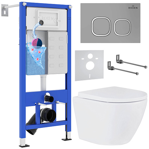 Комплект инсталляции с унитазом 6 в 1 Roxen StounFix Dual Fresh 560993 (состоит из: 710200, Santi 410280M, 530185-02) Комплект инсталляции с унитазом 6 в 1 Roxen StounFix Dual Fresh 560993 (состоит из: 710200, Santi 410280M, 530185-02)