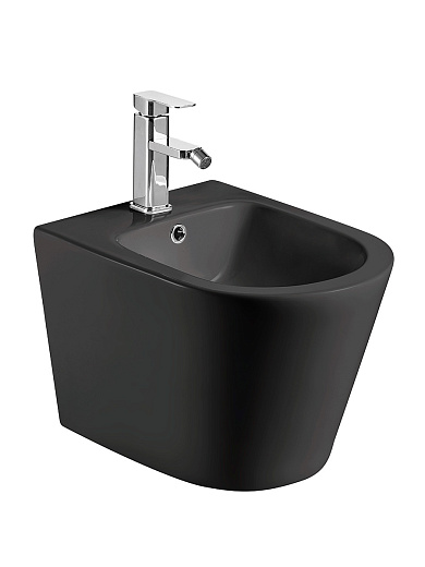 AQM2101MB Биде подвесное AQUAme, цвет черный матовый, с отв под смеситель, с переливом 515x360x345мм