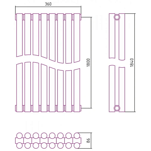 Радиатор трубчатый Сунержа Эстет-11, 8 секций, ширина 36 см, высота 180 см, боковое подключение, цвет состаренная бронза, 05-0302-1808 Радиатор трубчатый Сунержа Эстет-11, 8 секций, ширина 36 см, высота 180 см, боковое подключение, цвет состаренная бронза, 05-0302-1808