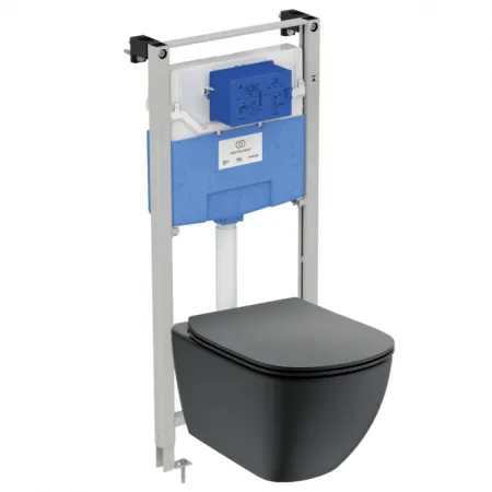 Комплект инсталляции Ideal Standard TESI с унитазом T0079V3 TESI, сиденьем и крышкой T3527V3 TESI и инсталляцией R020467 PROSYS 120 M