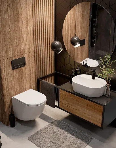 Унитаз подвесной AQUAme с сиденьем SoftClose, смыв QUIET, скрытый крепеж. 520x365x360