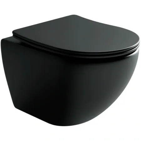 Подвесной безободковый унитаз Ceramicanova Metropol CN4002MB Rimless черный матовый, сиденье микролифт, сантехфарфор (выставочный образец, отсутствует упаковка)