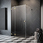 Душевая дверь Radaway Essenza Pro Gold KDJ 100L, 100 х 200 см, с неподвижной частью, стекло прозрачное, профиль золото, левая, 10097100-09-01L