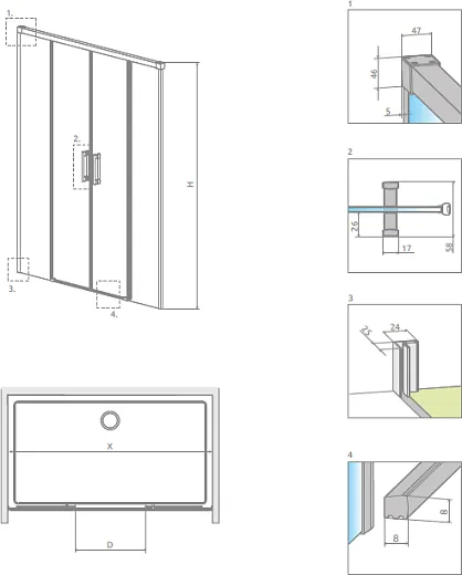 Душевая дверь Radaway Idea Black DWD 190x200