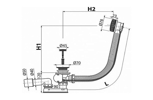 Слив-перелив AlcaPlast A55BLACK черный