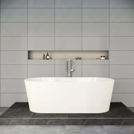 Ванна акриловая VitrA Geo 170 x 80.5 см отдельностоящая+ножки+скрытый сифон, прямоугольная, белая, 65370006000