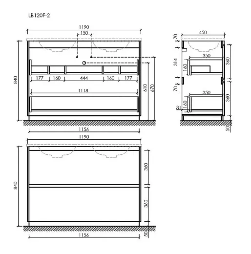 Тумба под сдвоенную раковину Sancos Libra Floor LB120F-2EG, 120 см, напольная, дуб галифакс натуральный