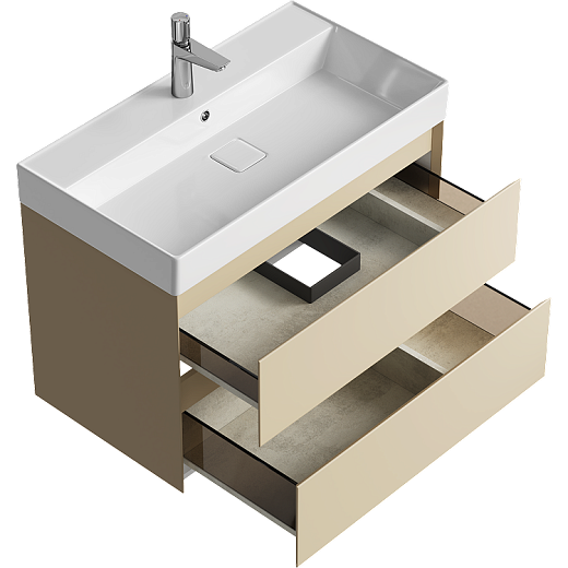 AQWELLA Geometria подвесная тумба под умывальник 81 см, цвет бежевый матовый
