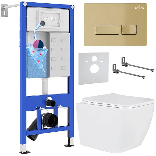 Комплект инсталляции с унитазом 6 в 1 Roxen StounFix Dual Fresh 968065 (состоит из: 710200, Caspia 410280GВ, 530135-01)