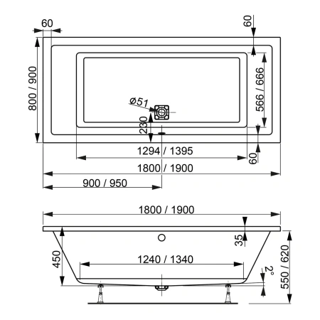 Ванна акриловая Vagnerplast Cavallo 180x80 Ванна акриловая Vagnerplast Cavallo 180x80