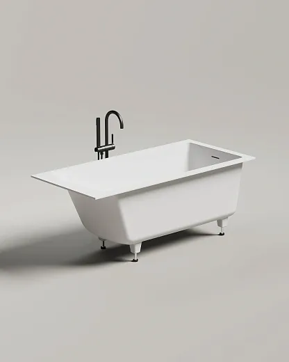 Ванна Salini Cascata Kit 105012M, 150 х 70 см, из искусственного камня S-Sense, с донным клапаном, цвет белый матовый