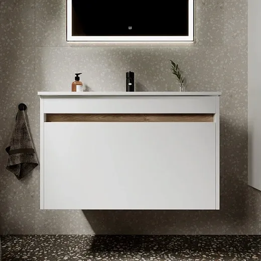 Тумба под раковину Sancos Smart SM80W 80, подвесная, белый глянец