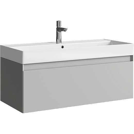 AQWELLA Geometria подвесная тумба с умывальником в комплекте 100 см, цвет светло-серый матовый