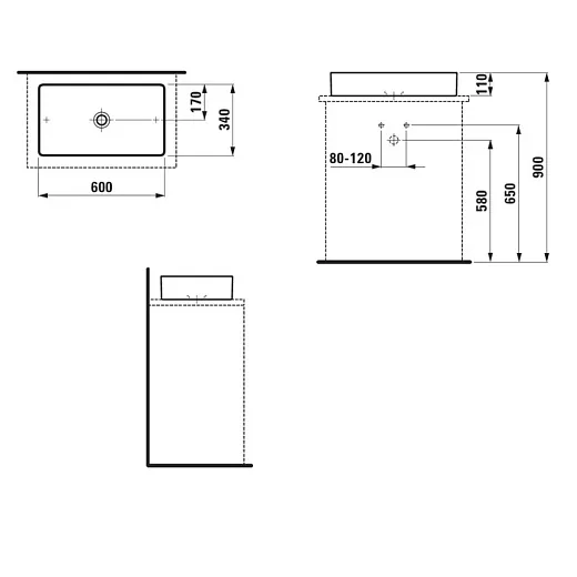 Умывальник-чаша Laufen Living Square, 8114340001121