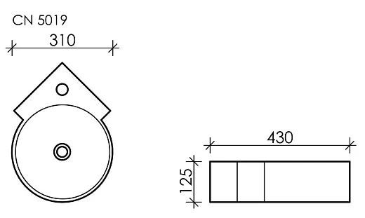 Умывальник Ceramicanova Element CN5019 31х41х12.5см угловой с переливом, CN5019