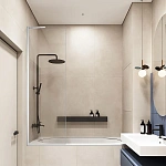 Душевая шторка Veconi PL84 100x150 стекло прозрачное, профиль хром