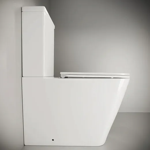 Напольный унитаз Ceramicanova Cubic Rimless CN1803, безободковый, с бачком, сиденье Soft Close, сантехфарфор, белый