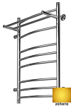 Полотенцесушитель Ростела Свирель D+ боковое подключение 1" левый 50x80 10 перекладин с полкой золото