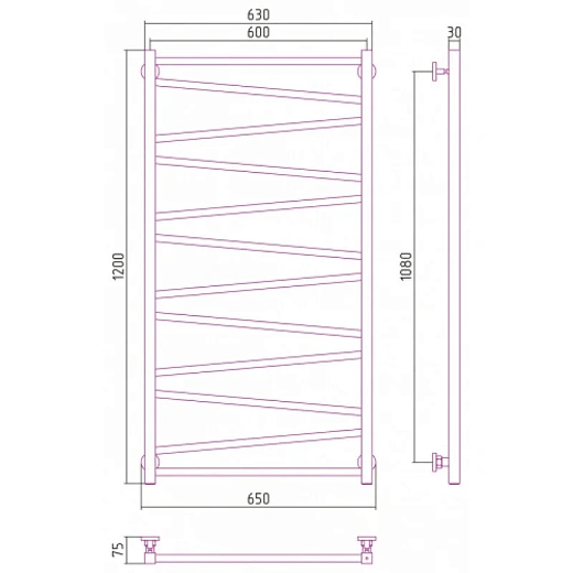 Полотенцесушитель водяной Сунержа Сирокко, 1200x500, цвет матовое золото, 032-0253-1250