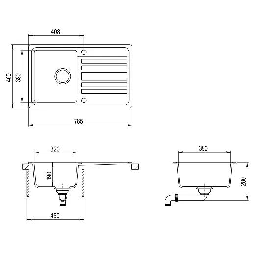 Мойка AquaSanita Notus SQ 101 222 AW graphite