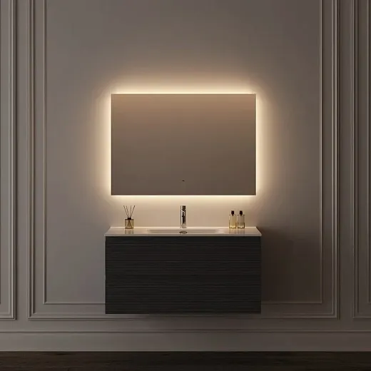 Зеркало Sancos Square 2.0 SQ2.900, 90 x 70 см, с подсветкой, c сенсорным выключателем, цвет белый