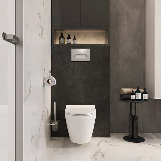 Комплект инсталяции VitrA Integra Round с унитазом безободковый, с сиденьем микролифт, кнопка смыва глянцевый хром, 9856B003-7205