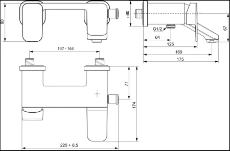Смеситель Ideal Standard Tonic II A6338AA для ванны