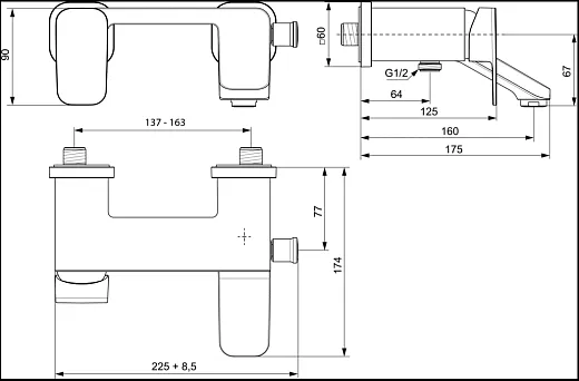 Смеситель Ideal Standard Tonic II A6338AA для ванны
