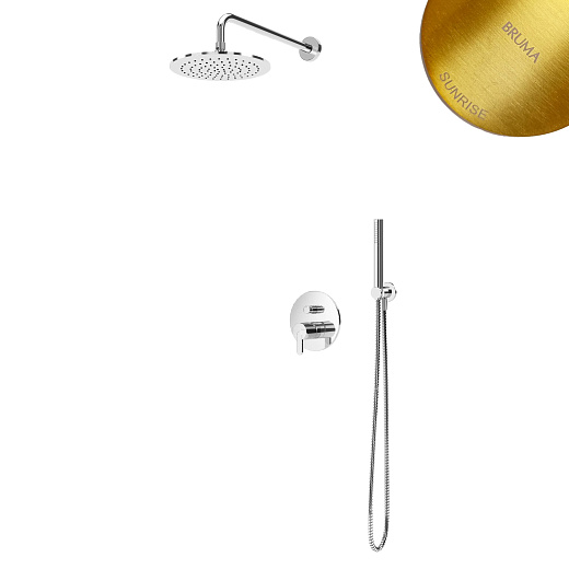 Душевая система Bruma Leaf 1677231SR Sunrise скрытого монтажа золото матовое