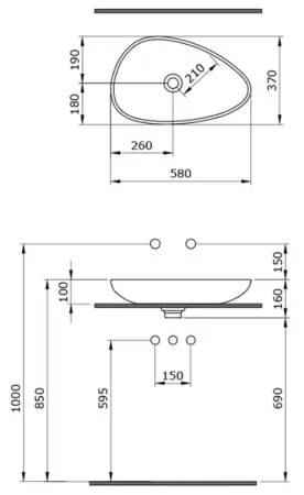 Раковина Bocchi Etna 1114-005-0125, черная