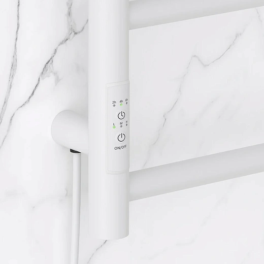 Полотенцесушитель электрический Стилье Формат 27 30529-8040, 800 x 400, ширина 43.2 см, высота 80 см, белый матовый, МЭМ слева