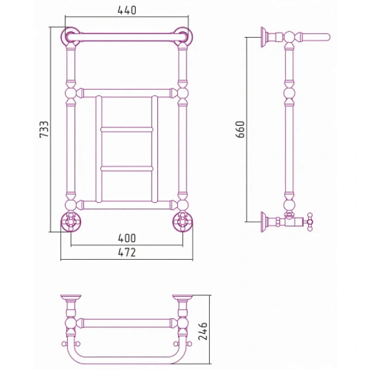Полотенцесушитель водяной Сунержа Ренессанс 1452 30-0282-6640, 660x400, с полкой, цвет матовый белый Полотенцесушитель водяной Сунержа Ренессанс 1452 30-0282-6640, 660x400, с полкой, цвет матовый белый