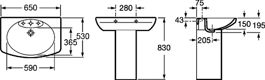 Раковина Roca Dama Senso 327511000 65 x 53 cм